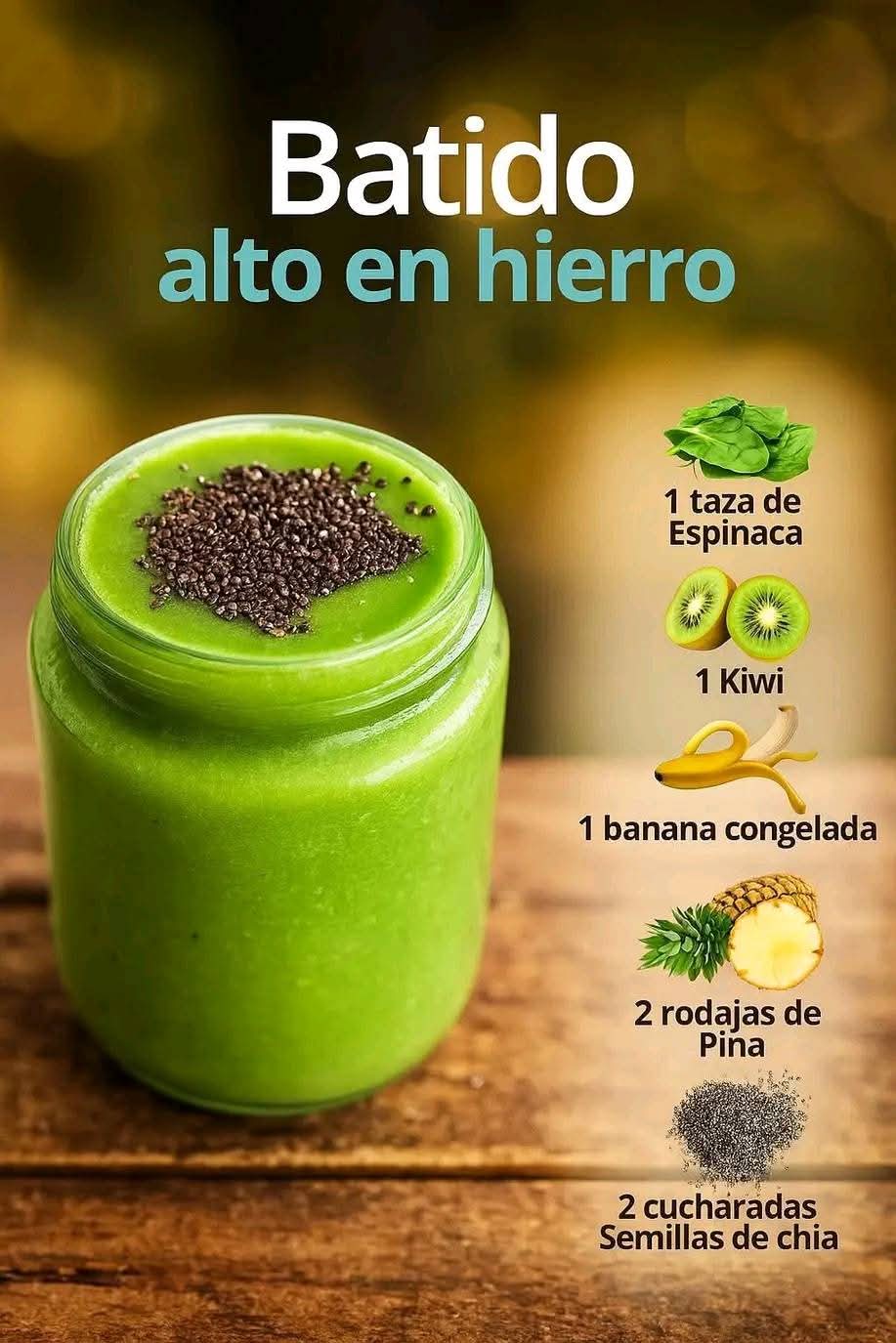 Smoothie verde rico en hierro para más energía y vitalidad